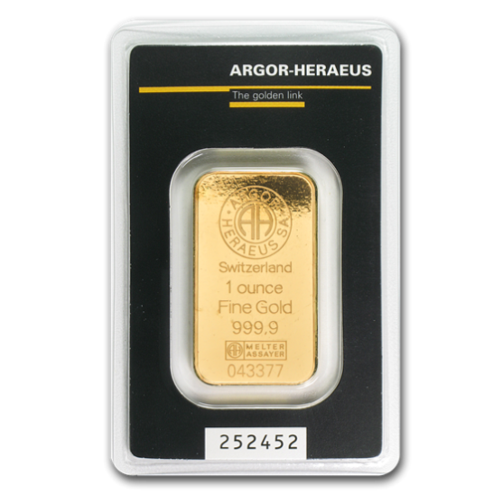 Gold Argor-Heraeus Minted Bar - 1 oz 